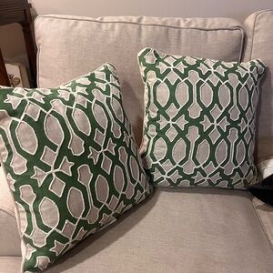 Green and White Patterned Accent Pillows 
Never used
